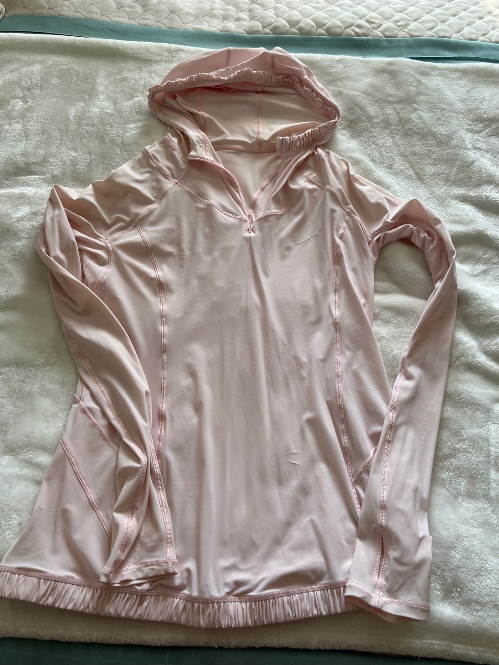 lululemon athletica Light Pink Hooded Long-Sleeve Active Top with ponytail hole